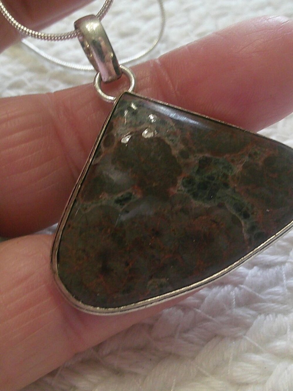 Natural PEANUT OBSIDIAN Handmade Sterling 925 Pendant/Chain #216F